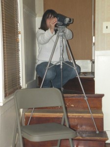 Darlene setting up camera